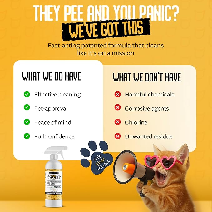 P*SS OFF+ All Purpose Stain and Odor Remover - Professional Strength Cat Pee Odor Eliminator (3 Fl Oz (Pack of 1))