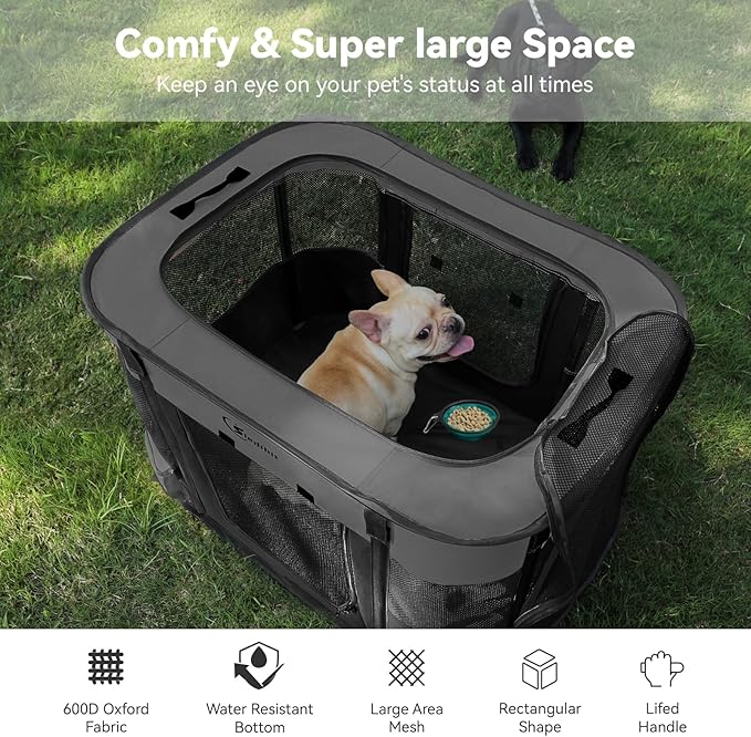 Dog Playpen,Cat Pet Puppy Pen,Portable Playpens for Dogs Indoor Outdoor Travel Camping Use,Foldable Dog Kennel Tent Crate for Rabbit Small Animals with Carrying Case (Dark Grey, Medium)