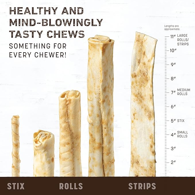 Earth Animal No Hide Chews - Long Lasting Rawhide Free Medium Dog Chews Rolls, Pork - 3 Count Value Pack