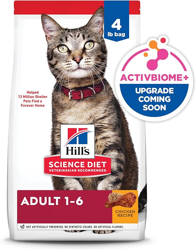 Hill's Science Diet Adult 1-6 Premium Nutrition Dry Cat Food, Chicken Recipe, 4 lb. Bag