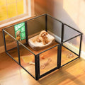 FXW AuraSpace Pro Metal & Acrylic Indoor Dog Playpen, All-Acrylic Clear Heavy-Duty Design, 24" Height 8 Panels for Puppies & Small Dogs, Black│Patented