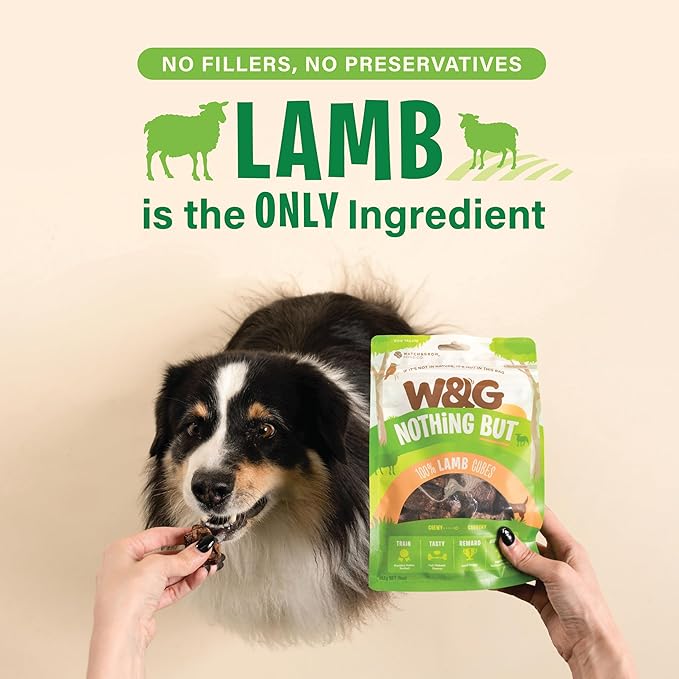 W&G Lamb Cubes, All Natural Dog Treats, Lamb Lung Air Dried Bites, Alternative to Freeze Dried Jerky, Healthy Chews for Small to Large Dogs, No Fillers, No Grain, 5oz