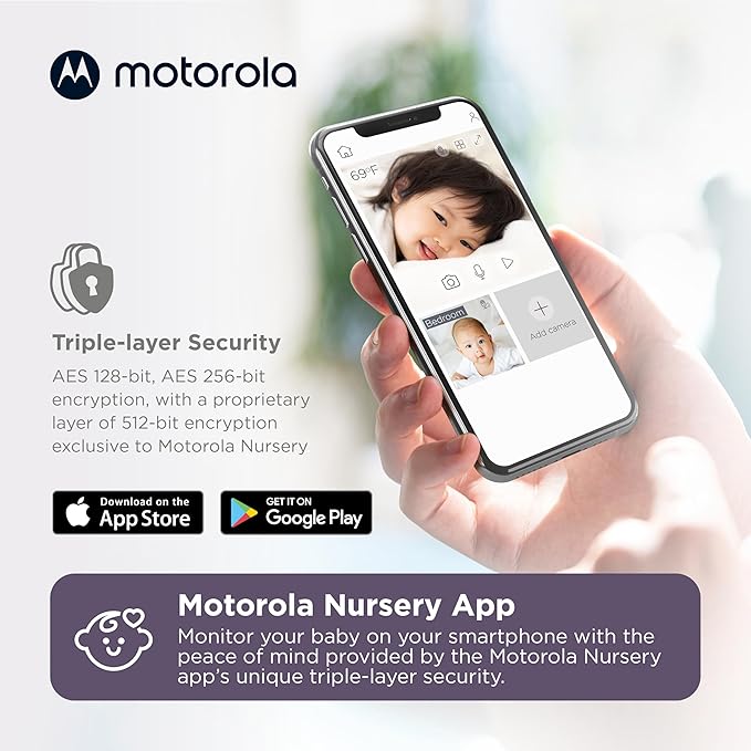 Motorola Nursery WiFi Baby Monitor with 2 Cameras, 5" Screen, Wall Mount, Long Range, 2-Way Audio, Temperature Sensor, Motorized, Lullabies, PIP1610-2 HD Connect