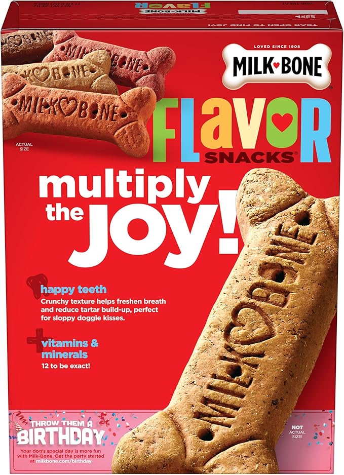 Milk-Bone Flavor Snacks Large Dog Biscuits, Flavored Crunchy Dog Treats, 24 Ounce Box