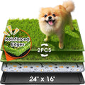 Hompet Dog Grass Pad with Tray Large, 24"x16", 2 Reusable Artificial Turf for Dogs Potty, Waterproof Non-Slip Washable Pee Pads, Quickly Absorbency Portable Dog Litter Box for Indoor/Outdoor Use