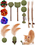 PET SHOW 12 Pack Catnip Toys for Indoor Cats Crinkle Toy Balls Natural Silvervine Sticks Interactive Catnip Fether Balls Cat Nip Mice&Fish Kitten Paw Lollipops Organic Chew Toys Kitty Teething Toy
