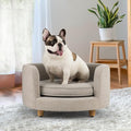 dCee Round Dog Sofa - Cat Couch Holds up to 50 Lbs, 24 in. Soft Velvety Pet Couch for Comfort Sleep, Joint Support, Light Grey