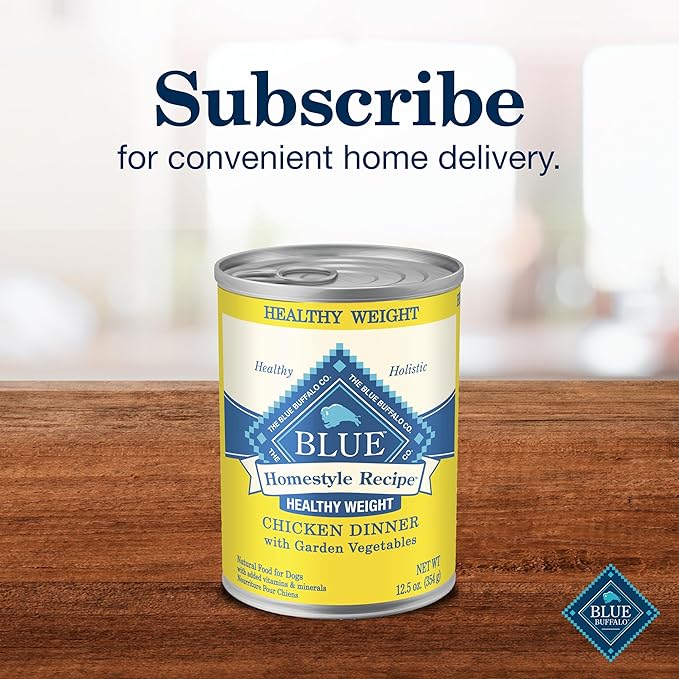 Blue Buffalo Homestyle Recipe Healthy Weight Adult Wet Dog Food, Chicken Dinner With Garden Vegetables, 12.5-oz Can (Pack of 12)