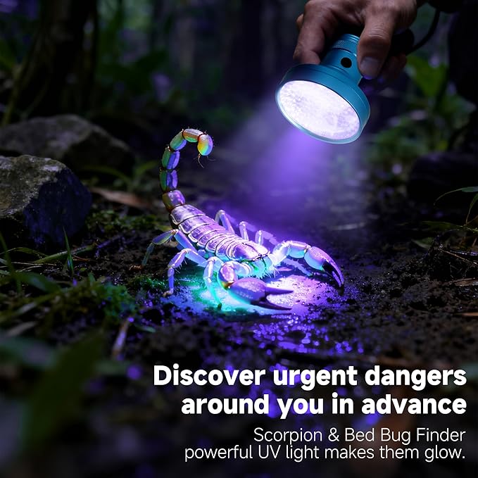 100 LED 395nm UV Flashlight Black Light, Portable Ultraviolet Torch for Pet Urine Detection, Stains, Scorpions, and Bed Bugs – High Power UV Lamp (Batteries Not Included)