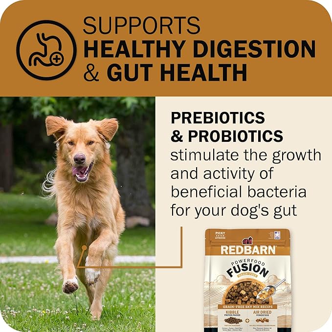 Redbarn Powerfood Fusion Air Dried Kibble Blend – Grain Free Sky Chicken Recipe – Made in USA Dry Dog Food for All Lifestages with Superfoods, Prebiotics, Postbiotics - 3.5lb Bag