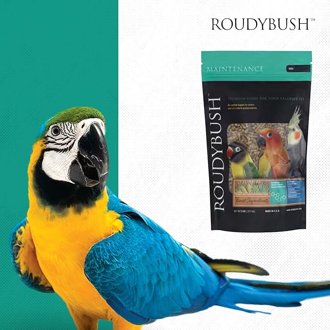 RoudyBush Daily Maintenance Food for Birds - Scientifically Formulated Bird Feed - Bird Food Pellets w/Corn, Wheat, Soy & More - Nutritious & Healthy Feed for Birds (Mini, 8oz)