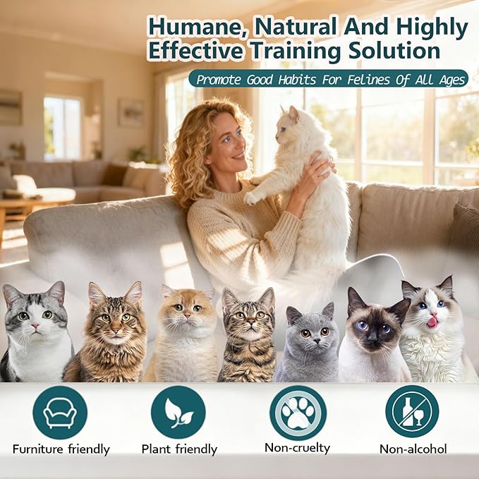 Cat Deterrent Spray,Upgraded Cat Spray Deterrent,Natural Safe Scratch Deterrent Training Aid for Furniture,Cat Repellent Applications for Indoor