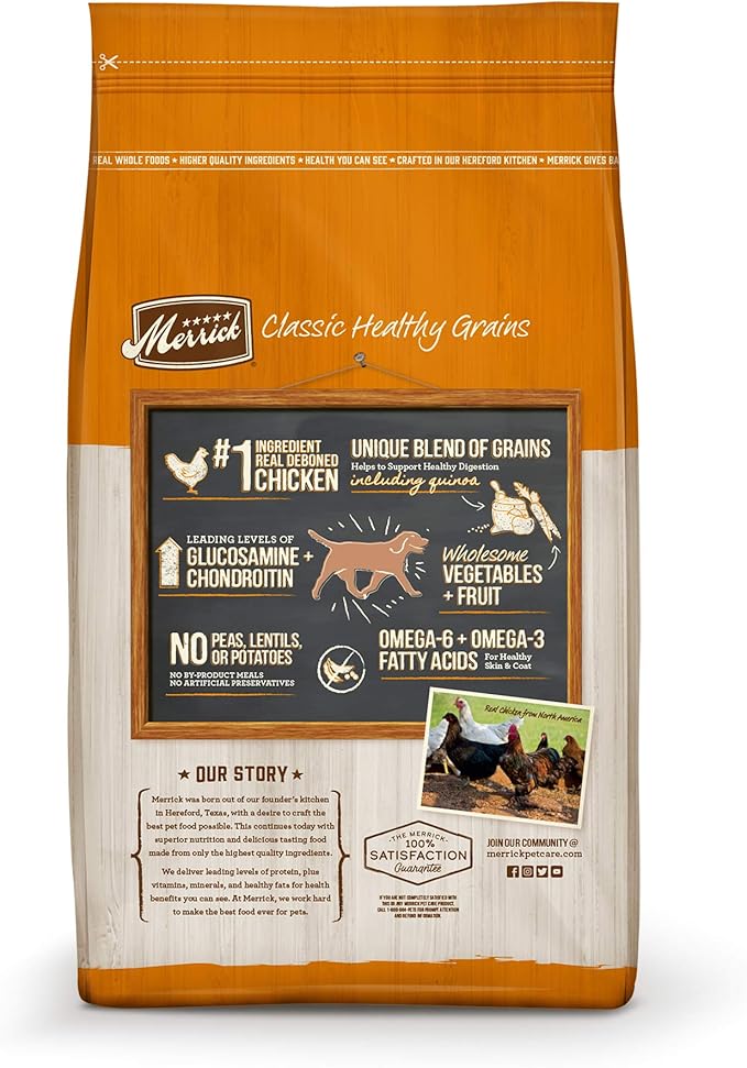 Merrick Healthy Grains Premium Adult Dry Dog Food, Wholesome And Natural Kibble With Chicken And Brown Rice - 12.0 lb. Bag