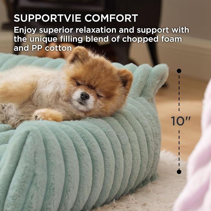 Bedsure ComfyFleece™ Cute Dog Couch for Medium Dogs - As Seen on TV on Good Day New York, Dog Couch Bed with Removable, Washable Cover, Supportive Pet Sofa, for Medium Large Dogs, 36inch, Garden Green
