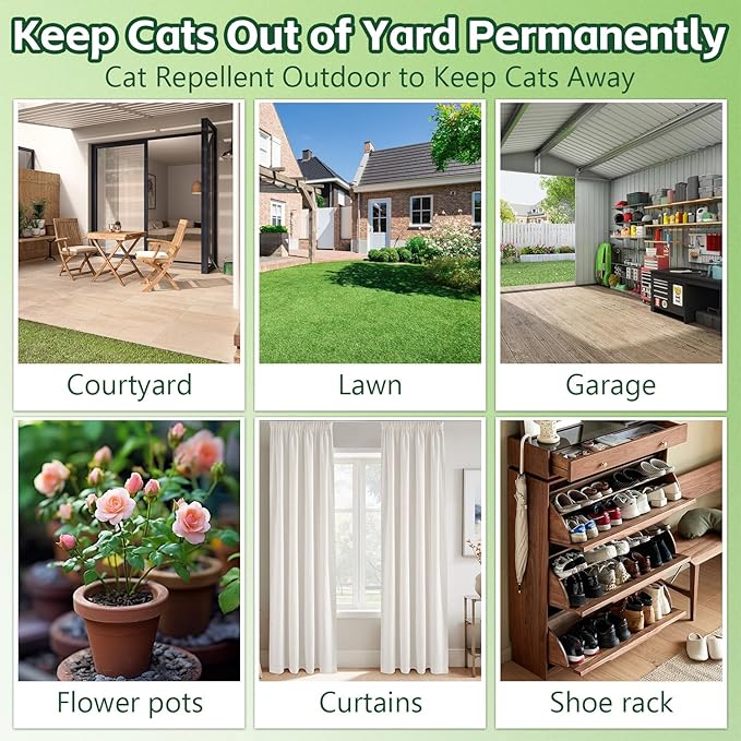 Cat Repellent Outdoor to Keep Cats Away (12Pack) Natural Peppermint Oil Cat Deterrent Outdoor and Indoor (Green)