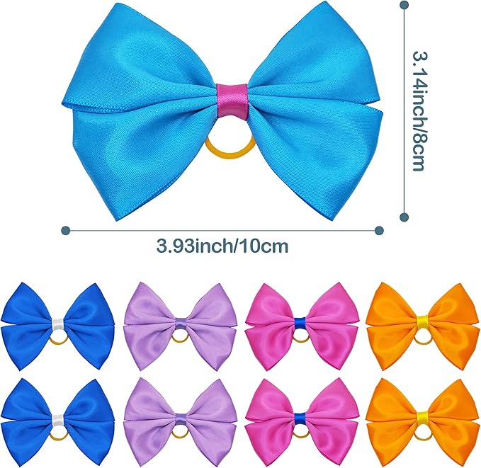 24PCS Big Dog Hair Bows for Large Dog Long Hair Solid Color Pink Bule Red Purple Yellow Green Orange Rose Girl Boy Bowknot Topknot Grooming Hair Accessories