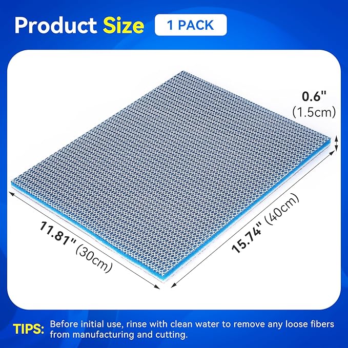 Borlech 8-Layer Fast-Acting Aquarium Filter Pad - Cut-to-Size Aquarium Floss Media for Fish Tank, Pond, Sump - Fast Water Polishing in Hours (15.75"x11.81"x0.6", 1 Pack)