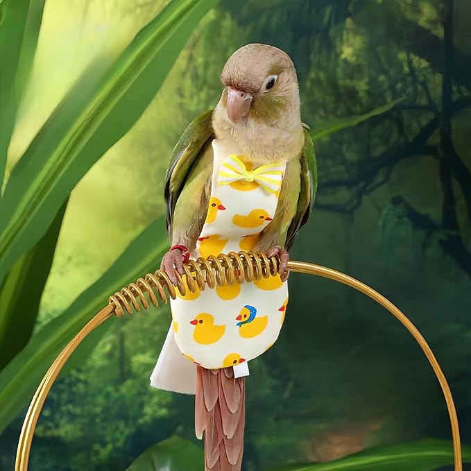 6Pcs Bird Diapers Bird Harness Flight Suits Diapers Reusable Parrot Nappy with Waterproof Inner Layer Washable Cute Urine Wet Suit Costume for Cockatiel Conure Budgie Macaw Parakeet, L