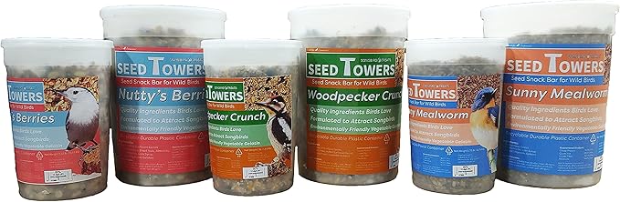 Wildlife Sciences Songbird Treats Seed Towers| 4-5 lb Large Seed Log Towers for Wild Birds (Sunny Mealworm)