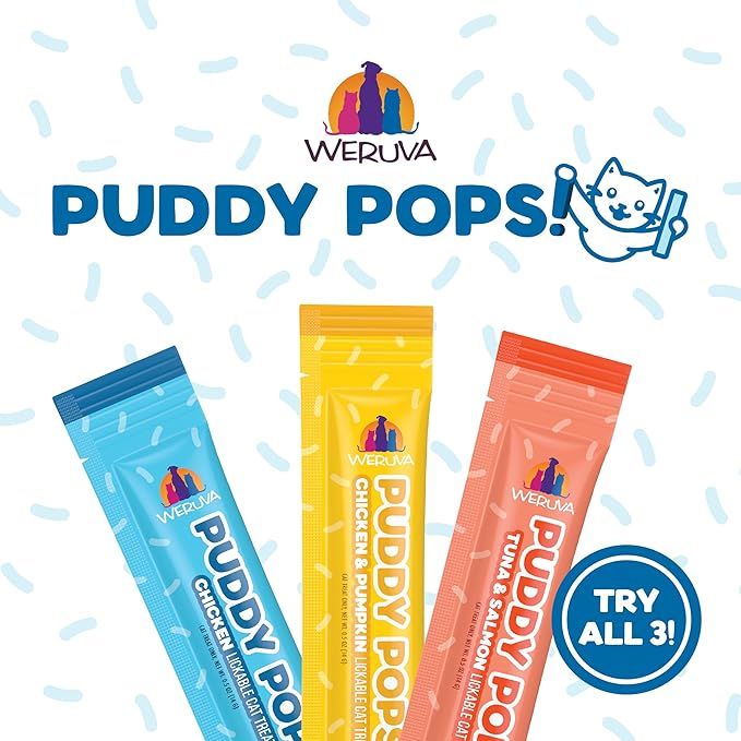 Weruva Puddy Pops, Chicken Lickable Cat Treats, 0.5oz Tube, Pack of 5