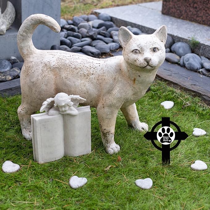 Wesiti Dog Pet Grave Markers Metal Pet Memorial Stake Paw Print Memorial Plaque Cross Pet Memorial Gifts Cemetery Garden Grave Decoration Memorial Garden Decor for Dog Outdoors Yard Garden Remembrance