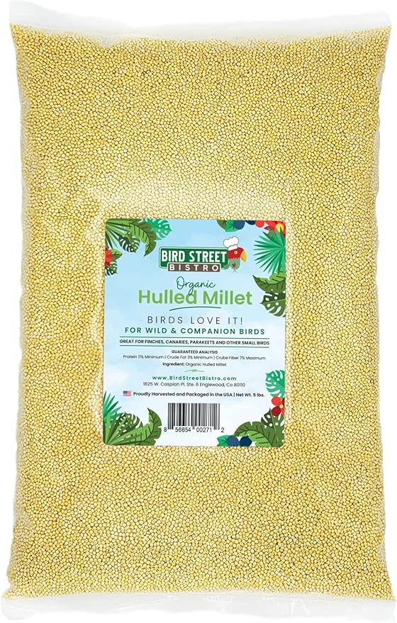 Bird Street Bistro Hulled Millet Bird Seed - Bird Food for Canary, Finches, Small Wild Birds - No Harmful Substances, No Fillers