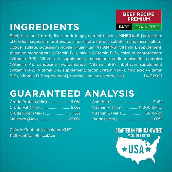 Purina ONE High Protein,Grain Free Pate Wet Cat Food Variety Pack,Grain Free Formula - 3 oz. Cans,(Pack of 48)