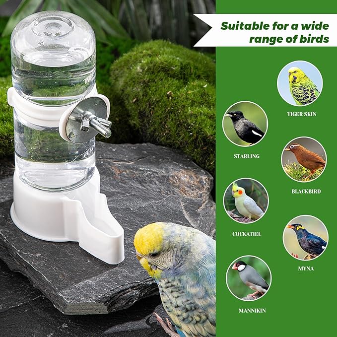 2 Pcs Bird Feeder Water Dispenser, Bird Feeder and Drinker Set, Automatic Parrot Feeders for Cage, Hanging Parrot Food Bowl, Birds Cage Accessories for Hamsters,Pigeons,Parrot