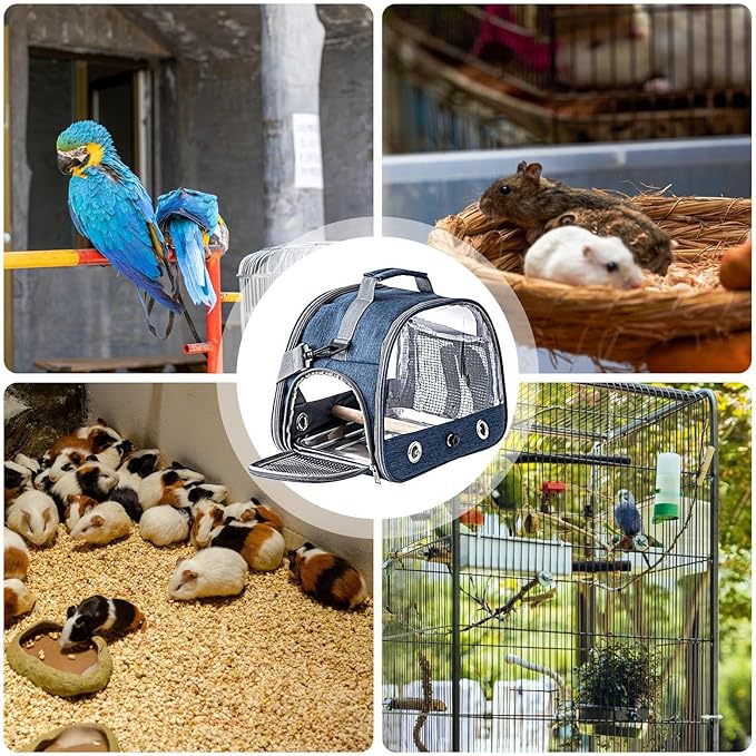 Portable Bird Travel Cage - Parrot Backpack with Strap, Compact Small Birds Carrier | Lightweight Outdoor Cage for Conures Budgies Parakeets Gentoo Parrots Travel Use Transport Companion