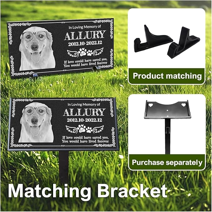 Personalized Pet Memorial Stone, Weatherproof Granite Dog Headstone - Custom Grave Markers for Dogs&Cats Engraved with Photo Name Date,Memorial Stones for Memory Garden