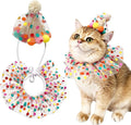 Cute Pet Birthday Costume Bandana Scarf Bib and Hat Set for Cat and Dog, Cat Dog Birthday Decorations Outfits (Polka Dot)