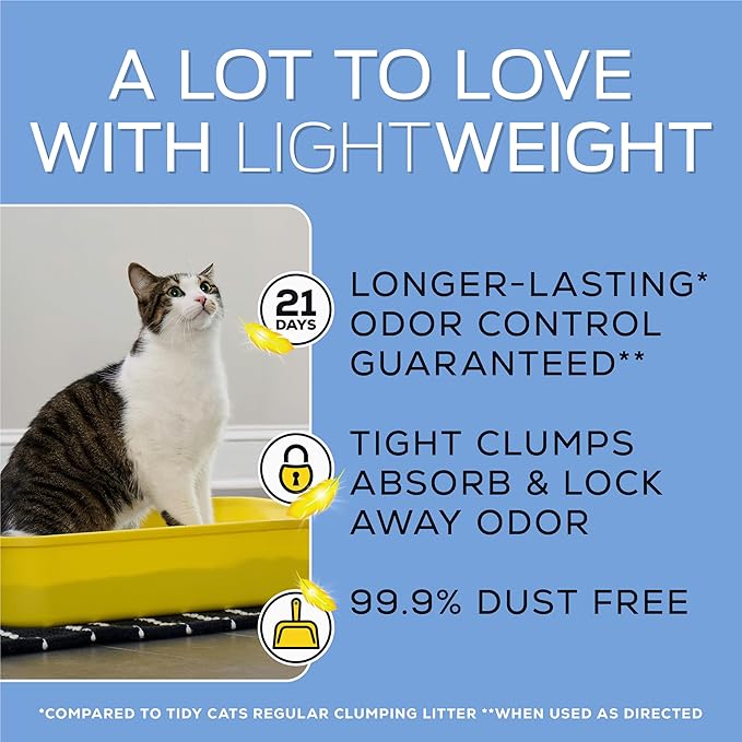 Purina Tidy Cats LightWeight Instant Action, Odor control, Multi-Cat, Clumping, 99.9 Percent Dust Free Cat Litter - 17 lb. Box