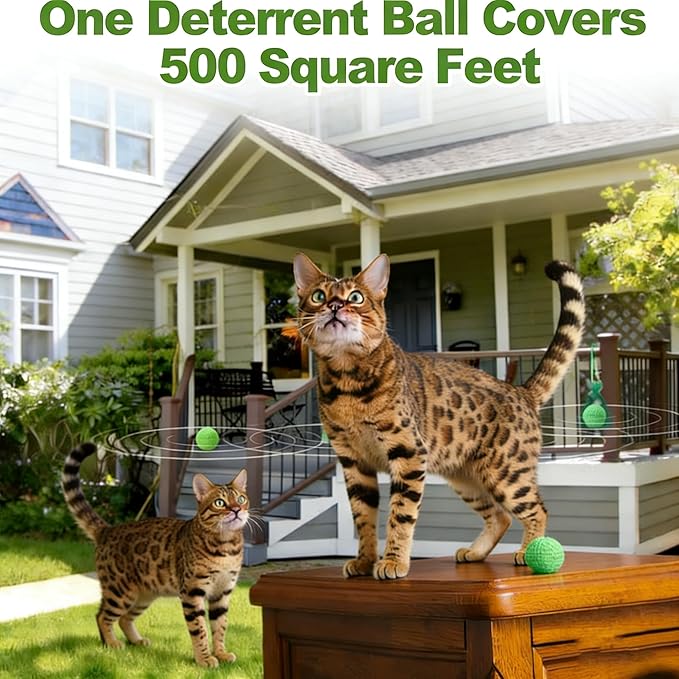 Cat Deterrent Balls 10 Pack, Natural Humane, Indoor Outdoor Repellent for Yard Garden Lawn Prevent Scratch and Chew (Green)