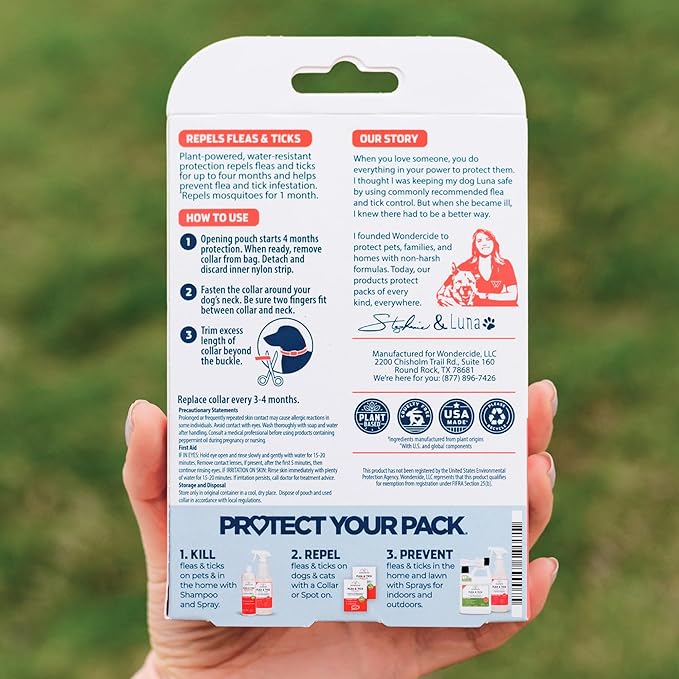 Wondercide Dog Collar - Flea, Tick, and Mosquito Repellent for Dogs - with Natural Essential Oils - Up to 4 Months Protection - Large (Pack of 2)