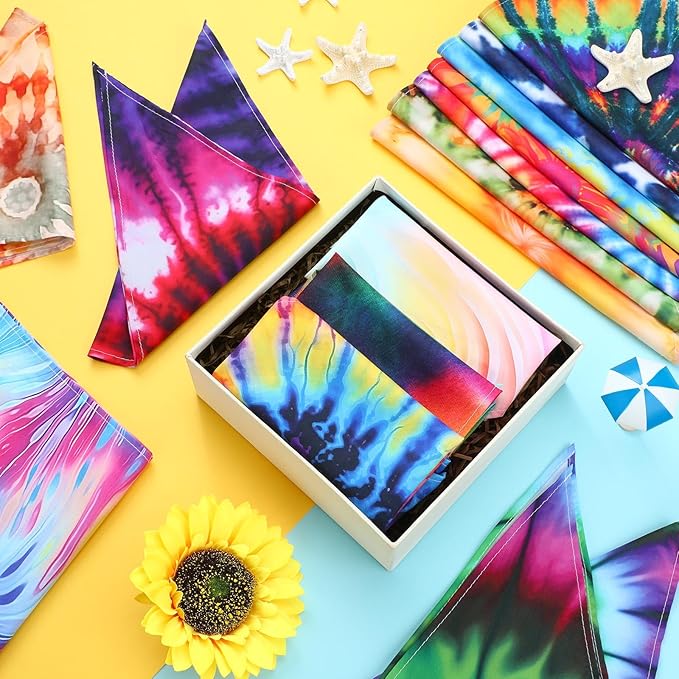 200 Pcs Tie Dye Dog Bandanas Bulk Pet Bibs Colorful Triangle Scarf Tie Dye Pet Bandanas for Medium Large Dogs Spring Summer Birthday Costume Decoration