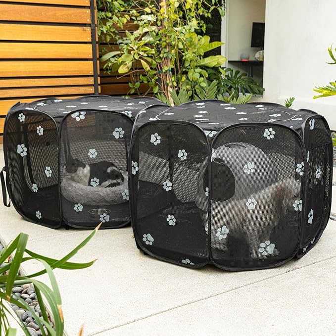2-in-1 Cat Playpen with Pee Pad, 90''Pop Up Dog Pet Playpen for Indoor Outdoor Cats Enclosure, Portable Pet Playpen, Kitten Puppy Foldable Play Pen Cat Dog Tent Crate Cage Kennel(L, 90" Lx45Wx28H)