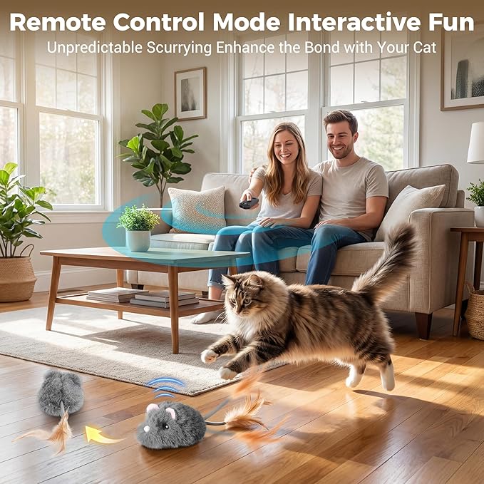 Cat Toys for Indoor Cats,4-Direction Remote Control Cat Toy 2026 Newly Upgraded Interactive Cat Toy Mouse with Detachable Tires Stuffed Mouse Gifts for Cats