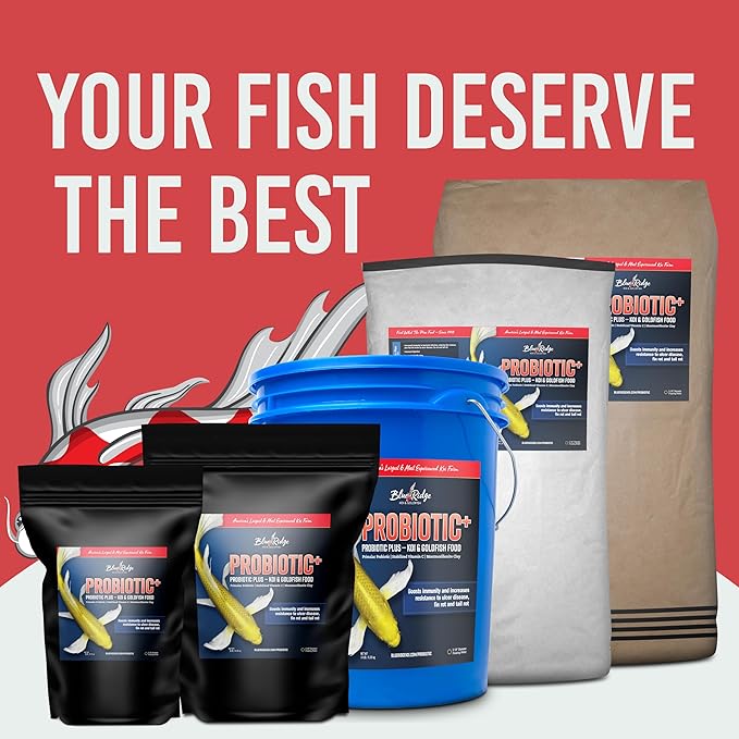 Blue Ridge Fish Food 2lb, Probiotic Plus 3/16" Floating Pellet, Koi Goldfish Food