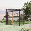 87-inch Outdoor Large Walk-in Cage Heavy Duty Bird Cage Carbon Crystal Board Aviary Parrot Cage Wide Flight Metal Birdcage for Macaw Budgie Conure Lovebird Parakeet Cockatiel, 7.22x5.25x6.8ft, Brown