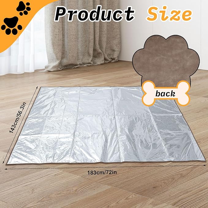Kigley 1 Pcs Pet Deterrent Mat to Keep Dogs Off Couch, Non-Electric Cat & Dog Deterrent Mat Pain Free Couch Covers to Keep Pets Off Furniture Bed Indoor (72" × 56.3",Brown)