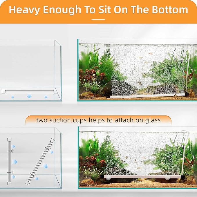 hygger Bubble Curtain Wall Aquarium Air Stone Kit, Fish Tank Air Bubbler Dissolved Oxygen Aerator Stone with Air Tubing Diffuser Fish Tank Decoration for Saltwater Freshwater 16-in