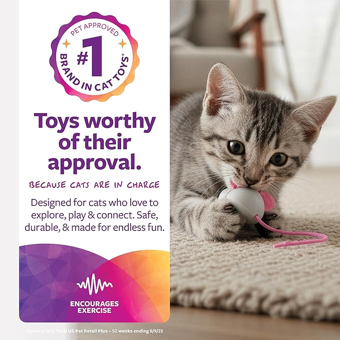 SmartyKat Marble Mouse Rolling Marble Cat Toy, Unpredictable Wobble Action for Solo Chase & Pounce for Cats & Kittens, One Size