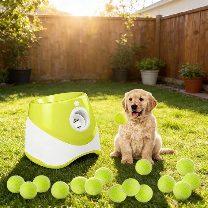 Automatic Dog Ball Launcher, Dog Ball Thrower Machine with 10-30Ft 3 Launching Distance, Interactive Toys for Small Dogs