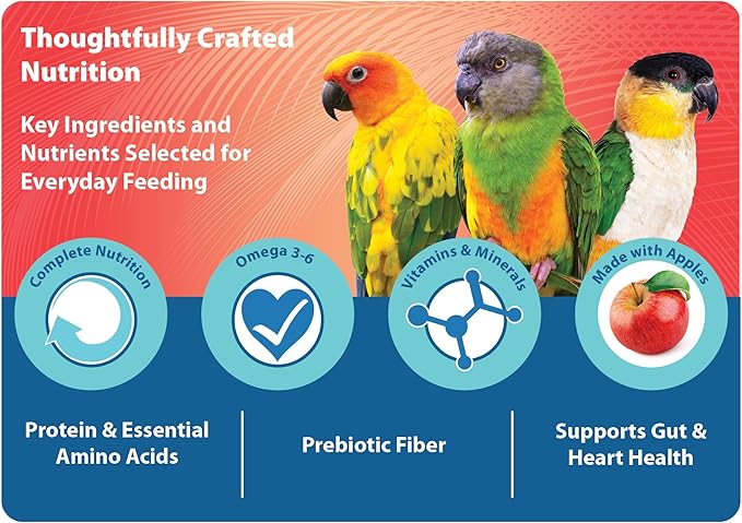Scenic Mix Paradise Medium Parrot Food - 3.5 lb Bag - 1/4" Bird Pellets - Complete Nutrition for Sun Conures, Pionus, Senegals, Caiques & More