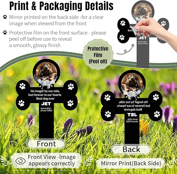 Custom Pet Cemetery Markers - Dog Grave Markers Outdoor Pet Grave Markers Cat Grave Markers for Cemetery Dog Tombstones for Graves Outdoor (A-Cross2)
