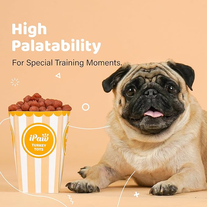 iPaw 5 Stock-Up Combo Turkey Tots Dog Treats for Puppy Training, All Natural Human Grade Dog Treat, US Sourced Raw Material, Hypoallergenic, Easy to Digest (Turkey Tots), 5 Packs