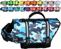 VIVAGLORY Rip Stop Dog Life Vest, Swimming Vest with Handle, Buoyancy for Doggy Puppy, Dog Life Jacket for Swimming & Boating, XS, Camo Blue