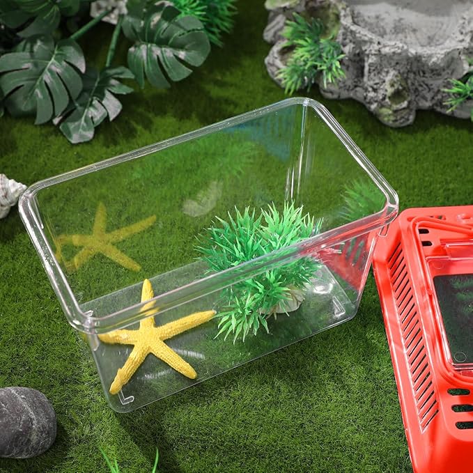 Mini Fish Tank Portable Plastic Aquarium with Lid Handheld Clear Fish Bowl for Goldfish Turtle Small Aquatic Pets Easy to Clean and Carry