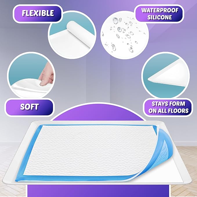 TidyFriend Dog Pee Pad Holder Tray Fits for 28” x 30” Wee Wee Pee Pads - Stable Grip, Raised Edges, Quick-Wipe Silicone Surface Dog Potty Tray Holder for Indoor Flooring Protection (White)