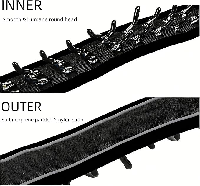 Lightweight Prong Collar for Dogs, Reflective No Pull Dog Collar | Adjustable Size Dog Pinch, Breathable Woven Fabric Air Grid Technology, Martingale Collar for Dogs Training(Black-XL)
